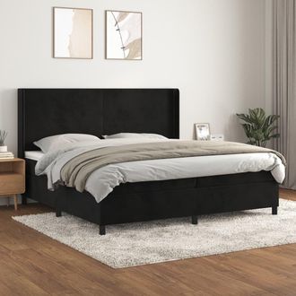 vidaXL Vidaxl - Cama Box Spring Con Colch&oacute;n Terciopelo Negro 200x200 Cm