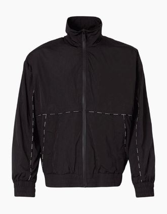 Versace Mens Piping Logo Black Windbreaker Jacket - Size: 40/Regular