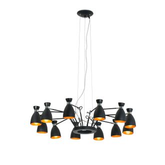 Faro Barcelona Retro 12l L&aacute;mpara Colgante Negro Y Cobre 20048
