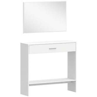 HOMCOM Mueble de entrada 91.5x27.9x85.5 cm blanco