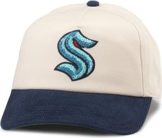American Needle Mens American Needle White/Deep Sea Blue Seattle Kraken Burnett Adjustable Hat at Nordstrom