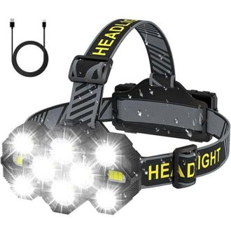 OEM Linterna Frontal Recargable - Modelo 2022 Mejorado, 22000 L&uacute;menes, 10 Led, 10 Modos, Superbrillante, Manos Libres, Ideal Para Acampar, Pescar, Andar E