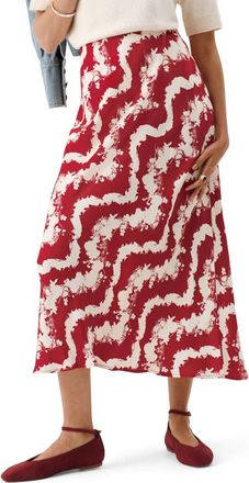 Mint Velvet Abstract Floral Print Slip Skirt in Red at Nordstrom, Size X-Large