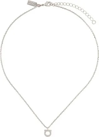 Ferragamo Silver Gancini Crystal necklace