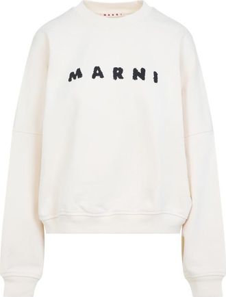 Marni Ivory Logo Crewneck Sweatshirt