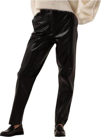 Bruuns Bazaar Croco Dagga Broek - Dames - Straight fit broeken - Zwart - S - Leer - Broeken