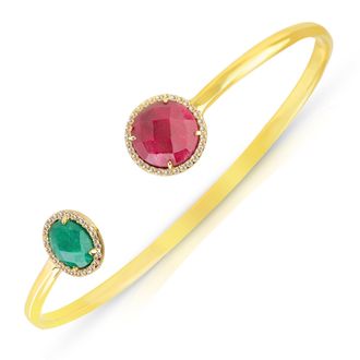 MAX + STONE 18k Yellow Gold Over Sterling Silver Gemstone Bracelet Bangle