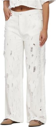 ALIX The Label Alix The Label, Jeans, Dames, Wit, XL, Denim, Dames Broeken Ladies Woven Damaged Denim Pants