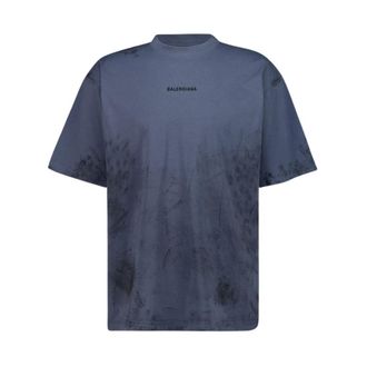 Balenciaga Tops, Heren, Blauw, M, Katoen, Medium Fit T-Shirt