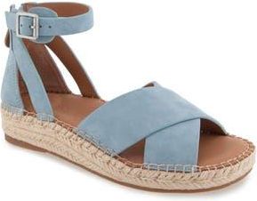 Gentle Souls Leon Ankle Strap Wedge Sandal in Ashley Blue Suede at Nordstrom Rack, Size 7.5