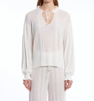 Knitss Heaven Drop Collar Knit Frill Top In Pearly