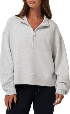 Travis Mathew Skyloft Soft Half Zip Sweatshirt in Heather Light Grey at Nordstrom, Size Medium