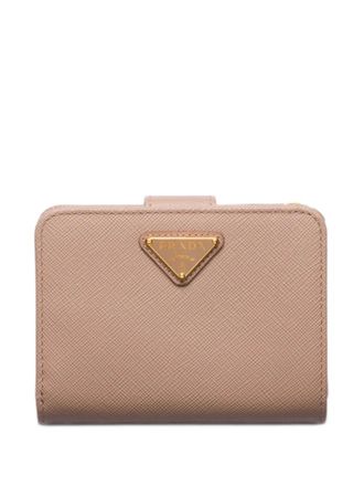 Prada small triangle-logo snap wallet - women - Saffiano Leather - One Size - Pink