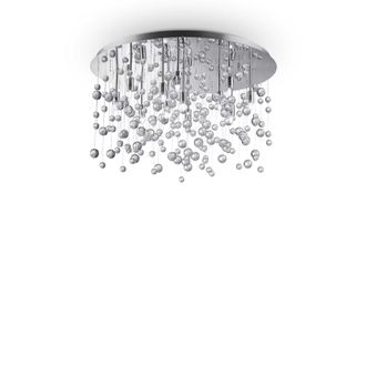 Netlighting Neve 12 Light Large Semi Blown Glass Bubbles Flush Ceiling Pendant Chrome G9 in Grey