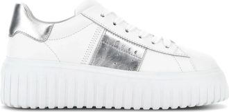 Hogan Gestreept Sneakers - Dames - Sneakers - Wit - 35 1/2 EU - Leer - Schoenen