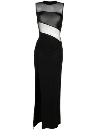 Nensi Dojaka sheer-panelling floor-length gown - women - Spandex/Elastane/Viscose - M - Black
