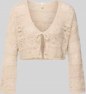 Only Cropped Strickjacke aus Baumwoll-Mix Modell BEACH LIFE in Ecru, Gr&ouml;&szlig;e XL