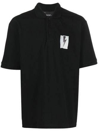Neil Barrett logo-patch polo shirt - men - Cotton - M - Black