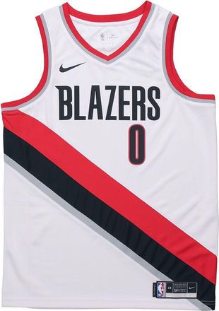 Nike NBA Mens Nike Damian Lillard Portland Trail Blazers SW Jersey White CW3607-106