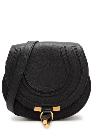 Chlo&eacute; Marcie Small Grained Leather Saddle bag - Black - One Size