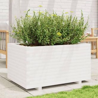 Berkfield Home Decorative Garden Planter White 90x60x49.5 cm Solid Wood Pine