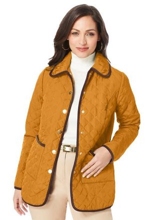 Jessica London Snap-Front Quilted Coat in Rich Gold at Nordstrom, Size 26