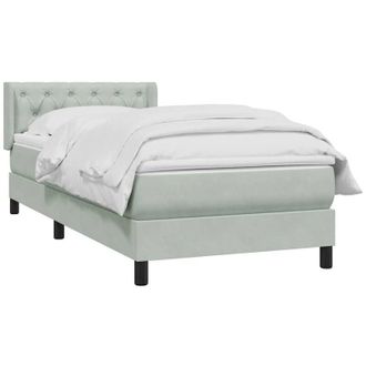 vidaXL Cama Box Spring Con Colch&oacute;n Terciopelo Gris Claro 80x210 Cm Vidaxl