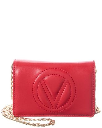 Mario Valentino Valentino By Mario Valentino Tiny Sauvage Leather Card Case On Chain
