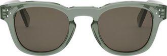 Celine Bold 3 Dots 49mm Square Sunglasses in Shiny Dark Green /Brown at Nordstrom
