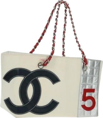 Chanel Pre-owned Tote Bags, female, White, Size: ONE SIZE Pre-owned Canvas Tote Bag