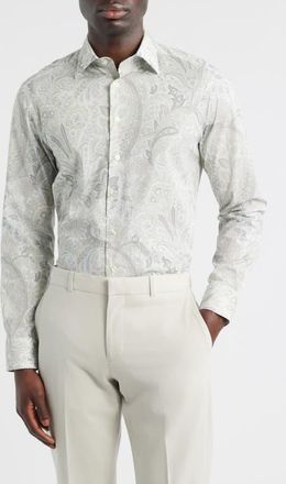 Etro Roma Stretch Cotton Dress Shirt in Stampa F.do Bianco at Nordstrom, Size 41 - R