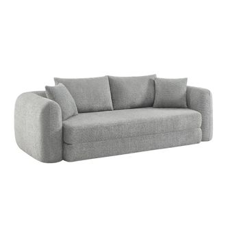 Sweeek Sof&aacute; cama envasado al vac&iacute;o de borreguito texturizado, 3 plazas, gris