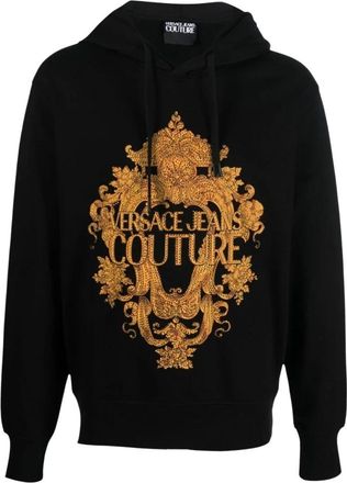 Versace Jeans Couture Stijlvolle Heren Katoenen Hoodie - Heren - Hoodies - Zwart - M - Katoen - Hoodies & sweatvesten