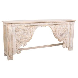 Wanderlust Deco Recibidor-consola de madera acabado artesanal 188x43x85, blanco