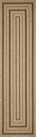 Nazar Rugs Alfombra interior/exterior efecto yute dibujo rectangular negro 80x300
