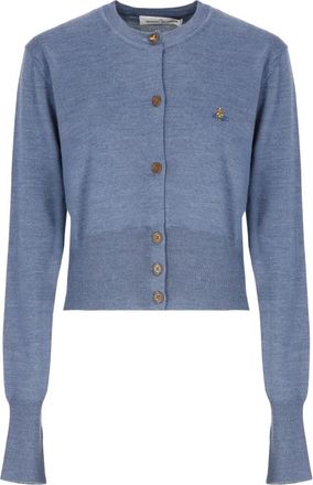 Vivienne Westwood Bea Cropped Cardigan - Dames - Vesten - Blauw - S - Wol - Truien & Vesten