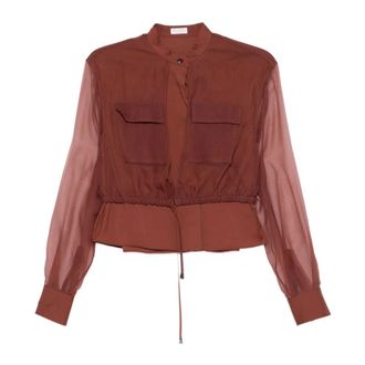 Brunello Cucinelli Brunello Cucinelli, Blouses, female, Red, Size: L Cotton Polyamide Silk Shirt