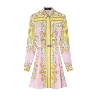 Versace Kleedjes, Dames, Veelkleurig, M, Nylon, Spring Barocco Shirt Dress