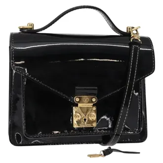 Louis Vuitton Monceau Vernis Black Patent_Leather Handbag (Pre-Owned)