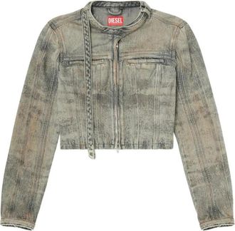 Diesel Cropped Denim Jacket - Dames - Spijkerjassen - Grijs - M - Denim - Jassen