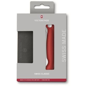 Victorinox by Swiss Army Swiss Classic, set di coltelli professionali, 2 pezzi, lama extra affilata, lama seghettata, 11 cm, manico in plastica, acciaio inossidabile, rosso