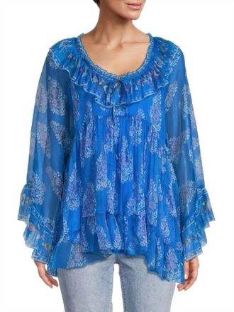 Johnny Was Gal Ruffle Tie Blouse In Blue
