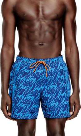 Diesel Swim shorts with all-over logo print - Swim shorts - Man - Blue