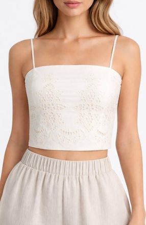 Bishop + Young Sorrento Corset Top in Embroidered Stripe at Nordstrom, Size Medium