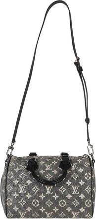 Louis Vuitton Gray Denim Monogram Denim Jacquard Speedy Bandouliere 25 (Authentic Pre-Loved)