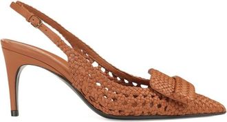 Sergio Rossi Brown Leather Slingback Pumps