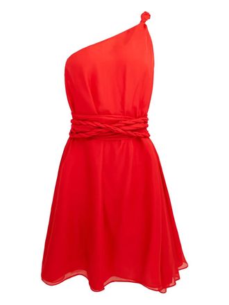 Azeeza Rodite asymmetrische mini-jurk met gevlochten ceintuur - Rood