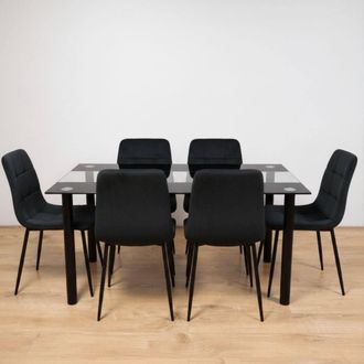 Kosy Koala Dining Table & 6 Chairs Table With 6 Black Chairs Dining Furniture
