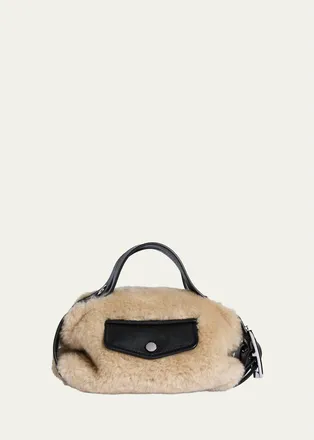 Simone Rocha Mini Leather-Trim Faux Fur Shoulder Bag