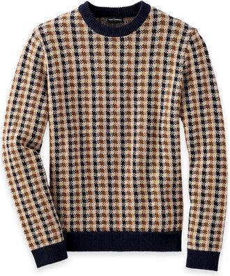 Paul Fredrick Wool Check Crewneck Sweater